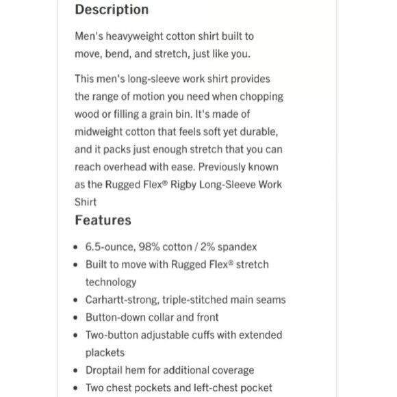 Carhartt Relaxed Fit Midweight Canvas Long Sleeve Shirt - Picture 2 of 6